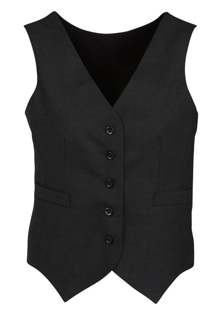 Biz Corporates Womens Comfort Wool Stretch Peaked Vest with Knitted Back (54011)-Clearance