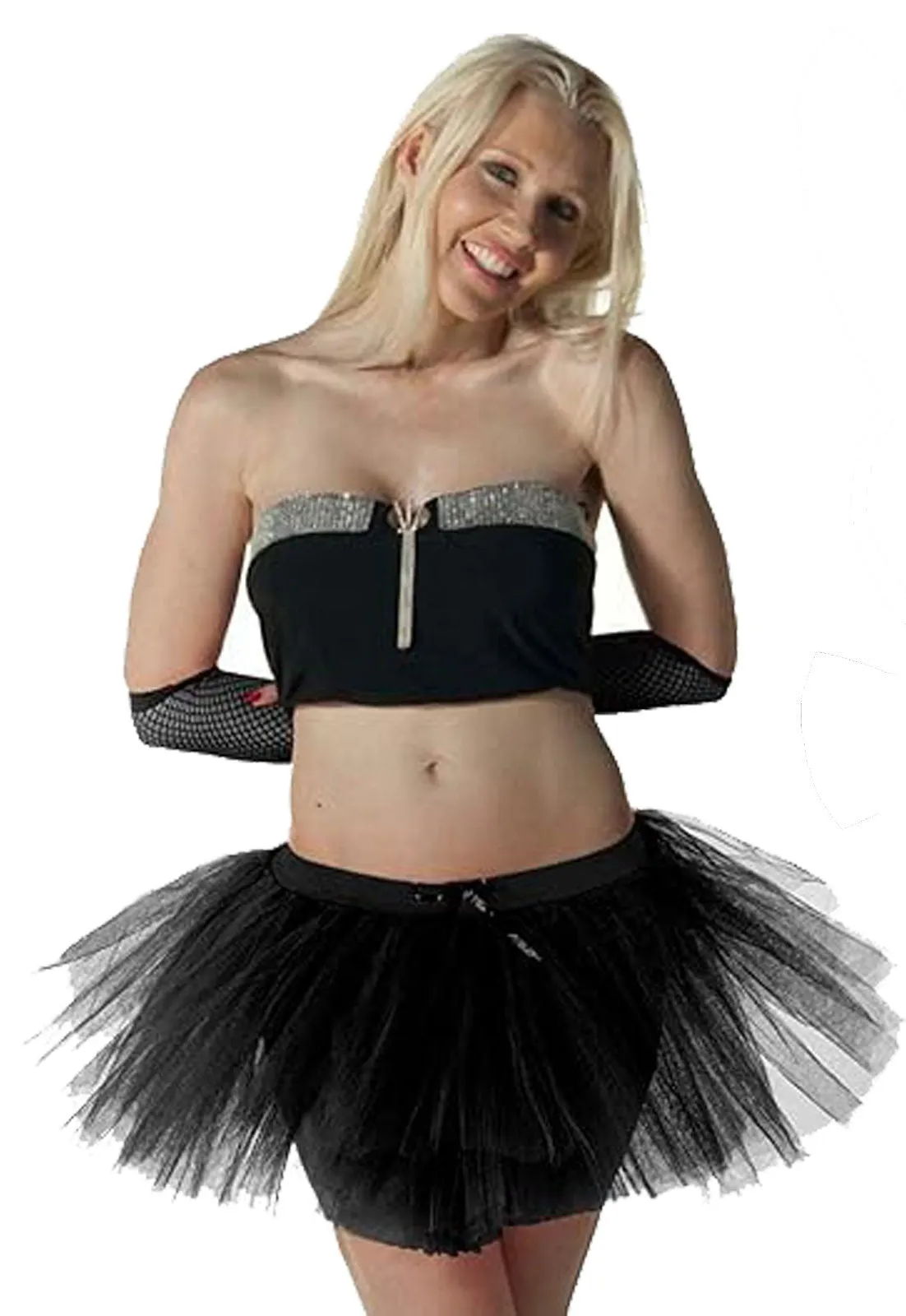 Black 3-Layer Tutu Skirt, Bunny Ears, and Bow Tie - Halloween Scary Spooky Bunny Fancy Dress Costume