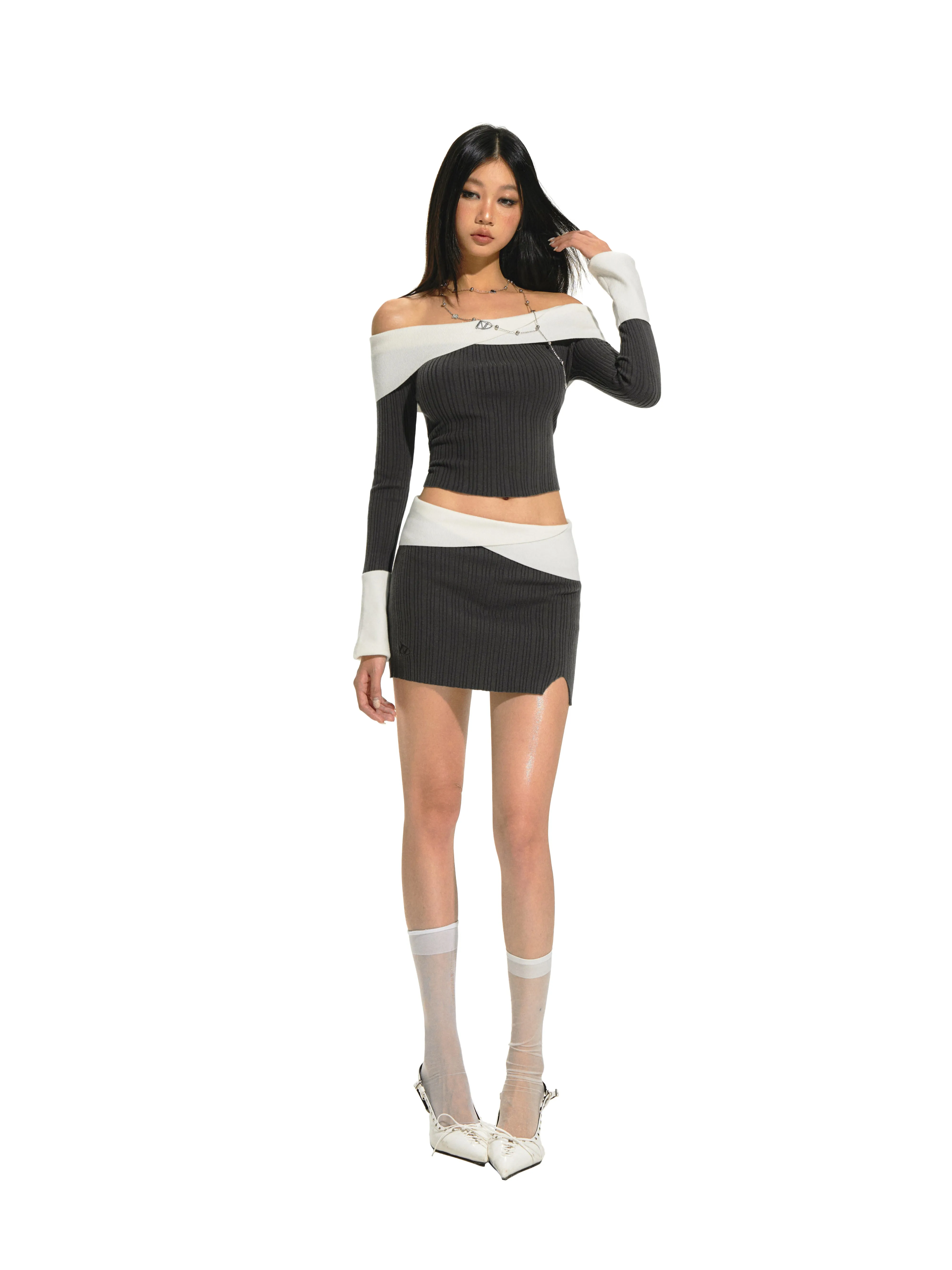 Black Knit Skirt Assorted Colors Set