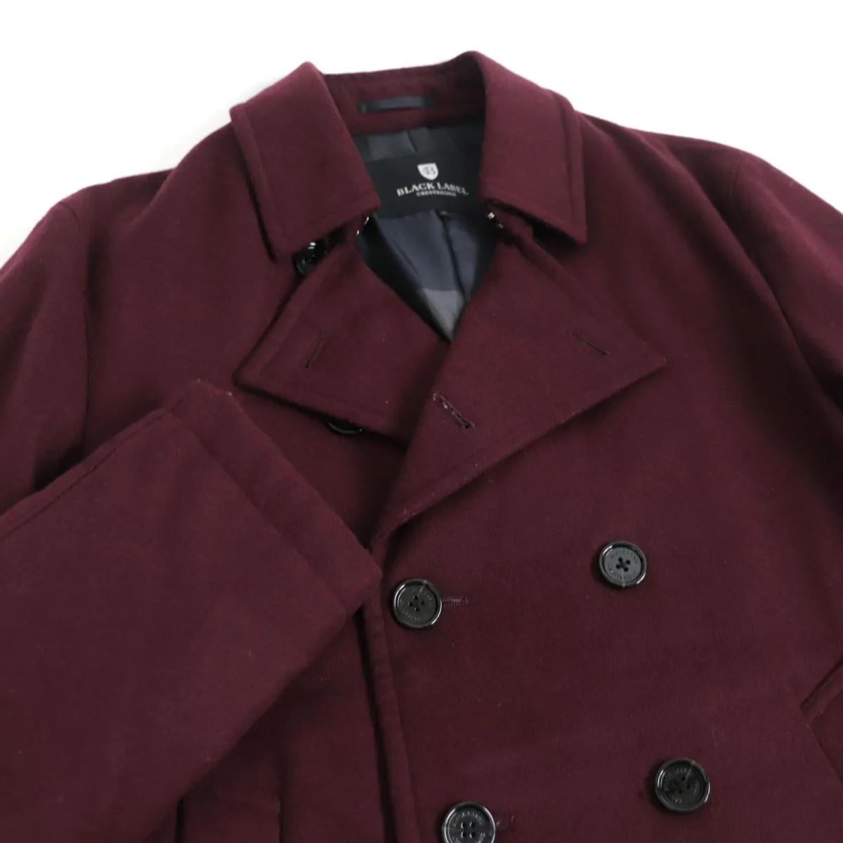 Black Label Crestbridge Check Double Breasted Coat Wine Red L