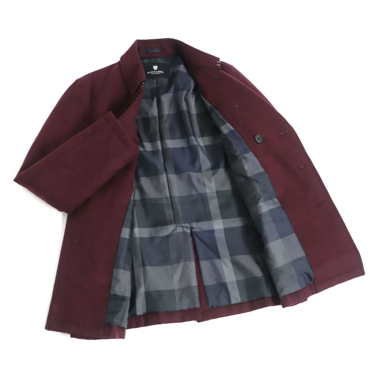 Black Label Crestbridge Check Double Breasted Coat Wine Red L