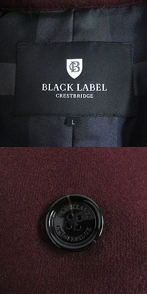 Black Label Crestbridge Check Double Breasted Coat Wine Red L