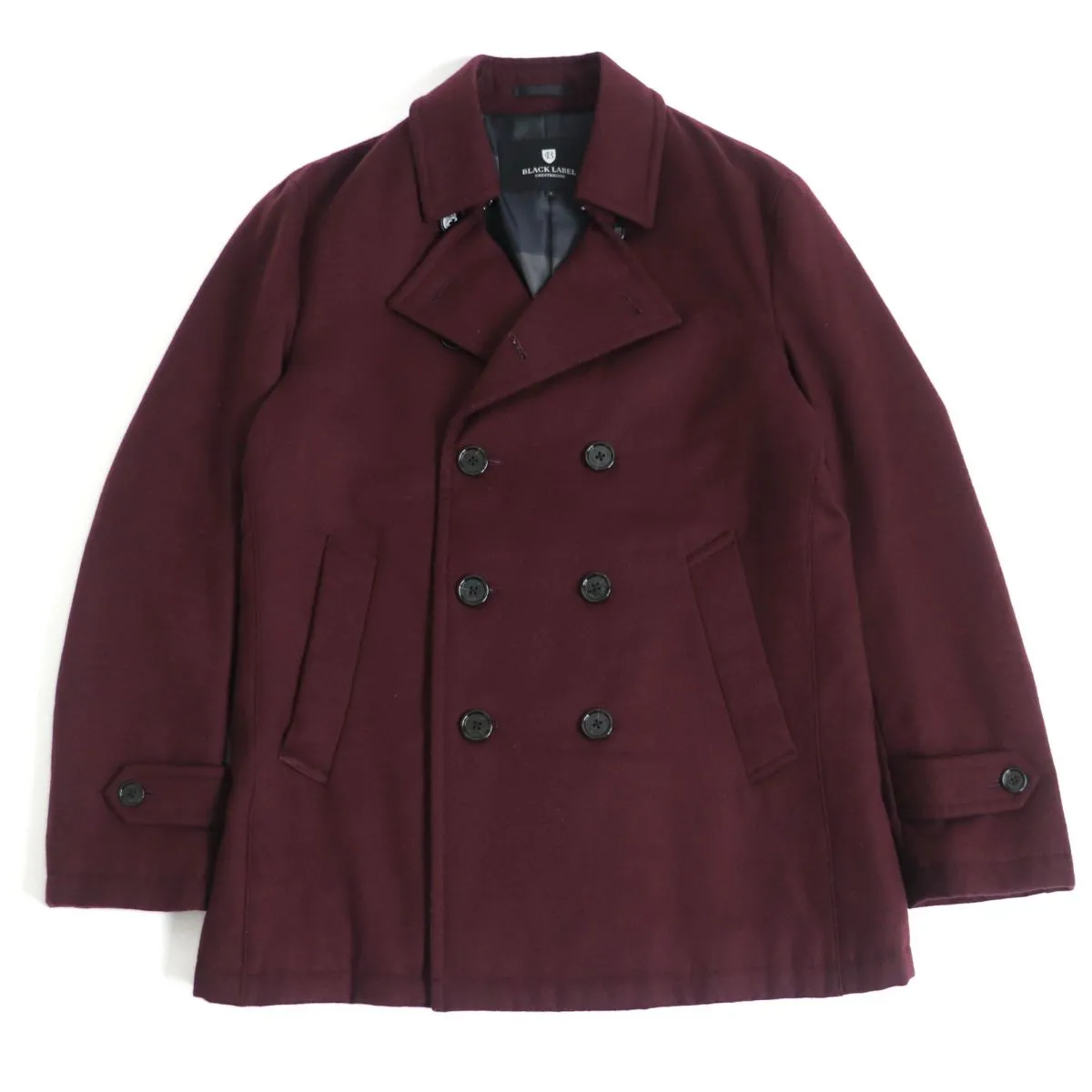 Black Label Crestbridge Check Double Breasted Coat Wine Red L