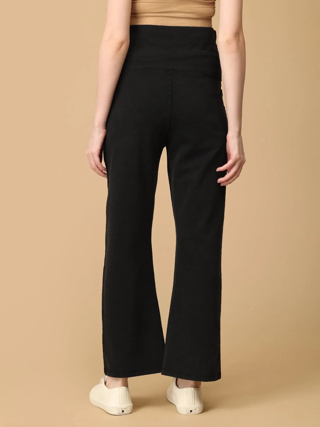 Black Maternity Knit Denims With Belly Support - Dark Wash