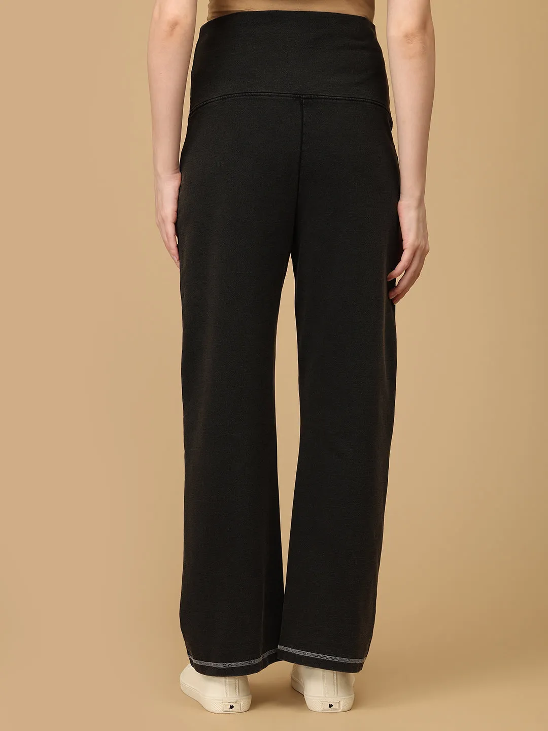 Black Maternity Knit Denims With Belly Support - Light Wash