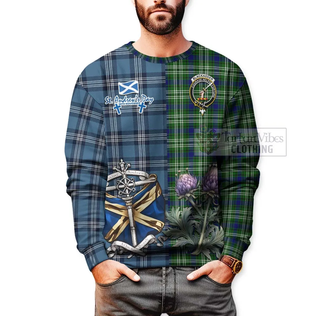 Blackadder Tartan Sweatshirt Happy St. Andrew's Day Half Tartan Style