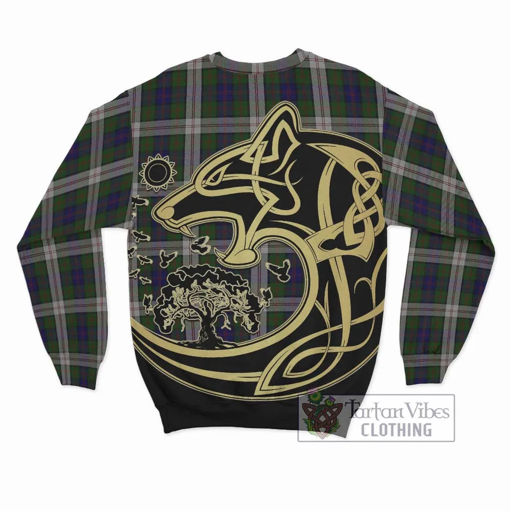 Blair Dress Tartan Sweatshirt with Family Crest Celtic Wolf Style