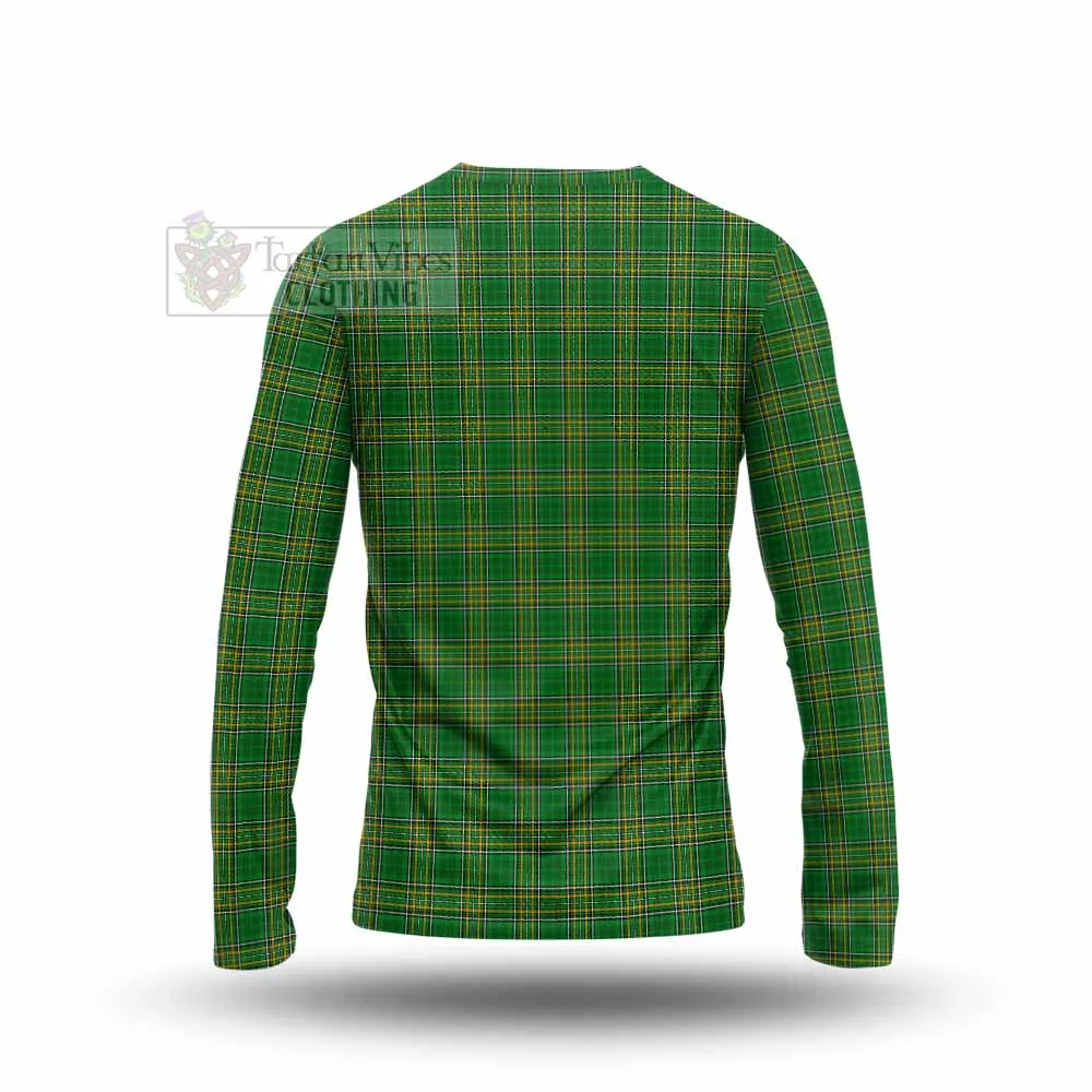 Blood Irish Clan Tartan Long Sleeve T-Shirt with Coat of Arms