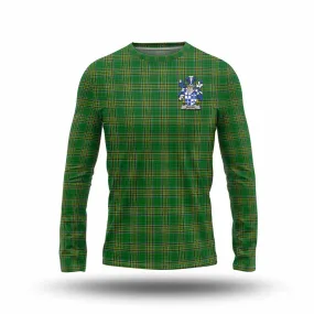 Blood Irish Clan Tartan Long Sleeve T-Shirt with Coat of Arms