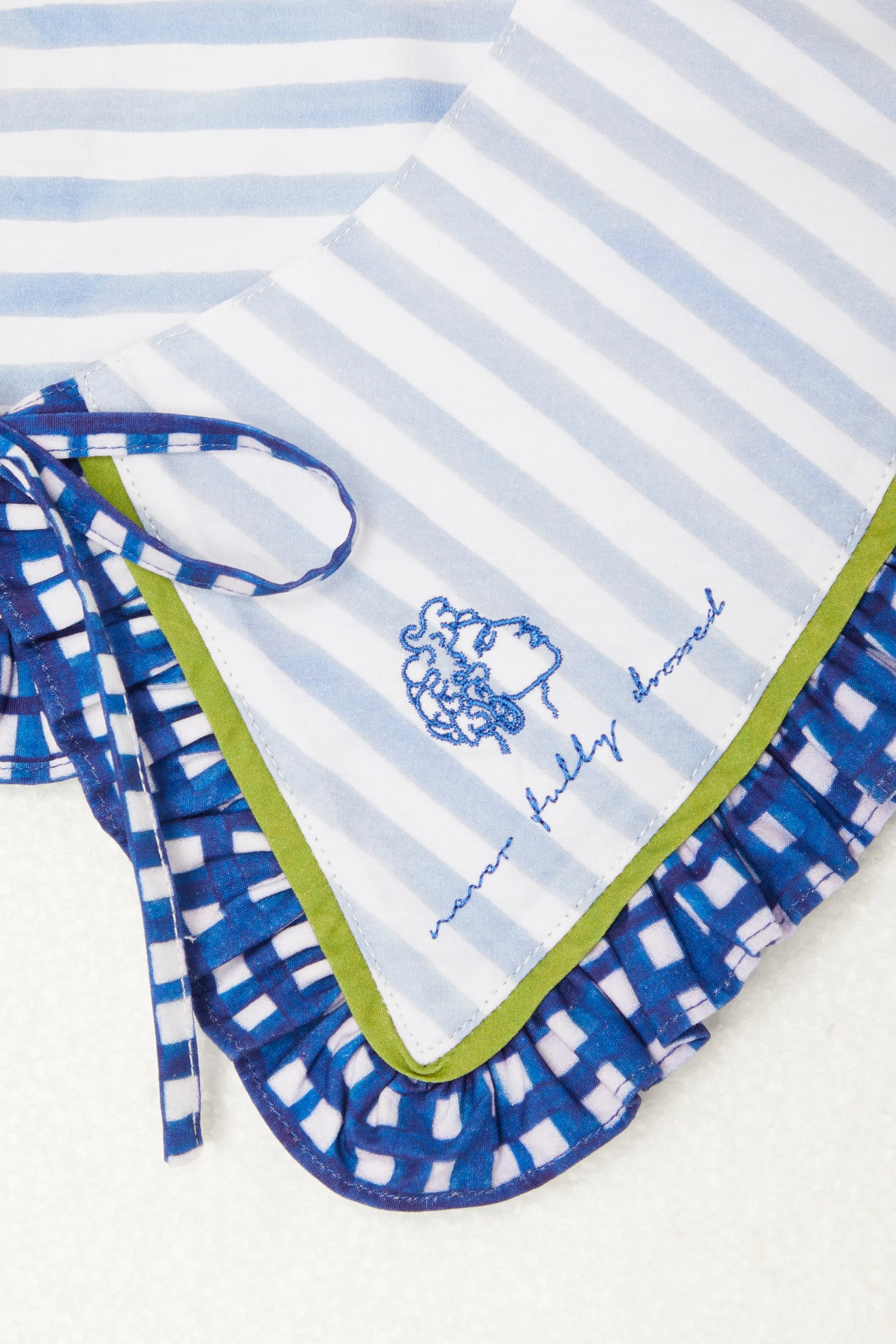 Blue Stripe Collar With Cherub Embroidery