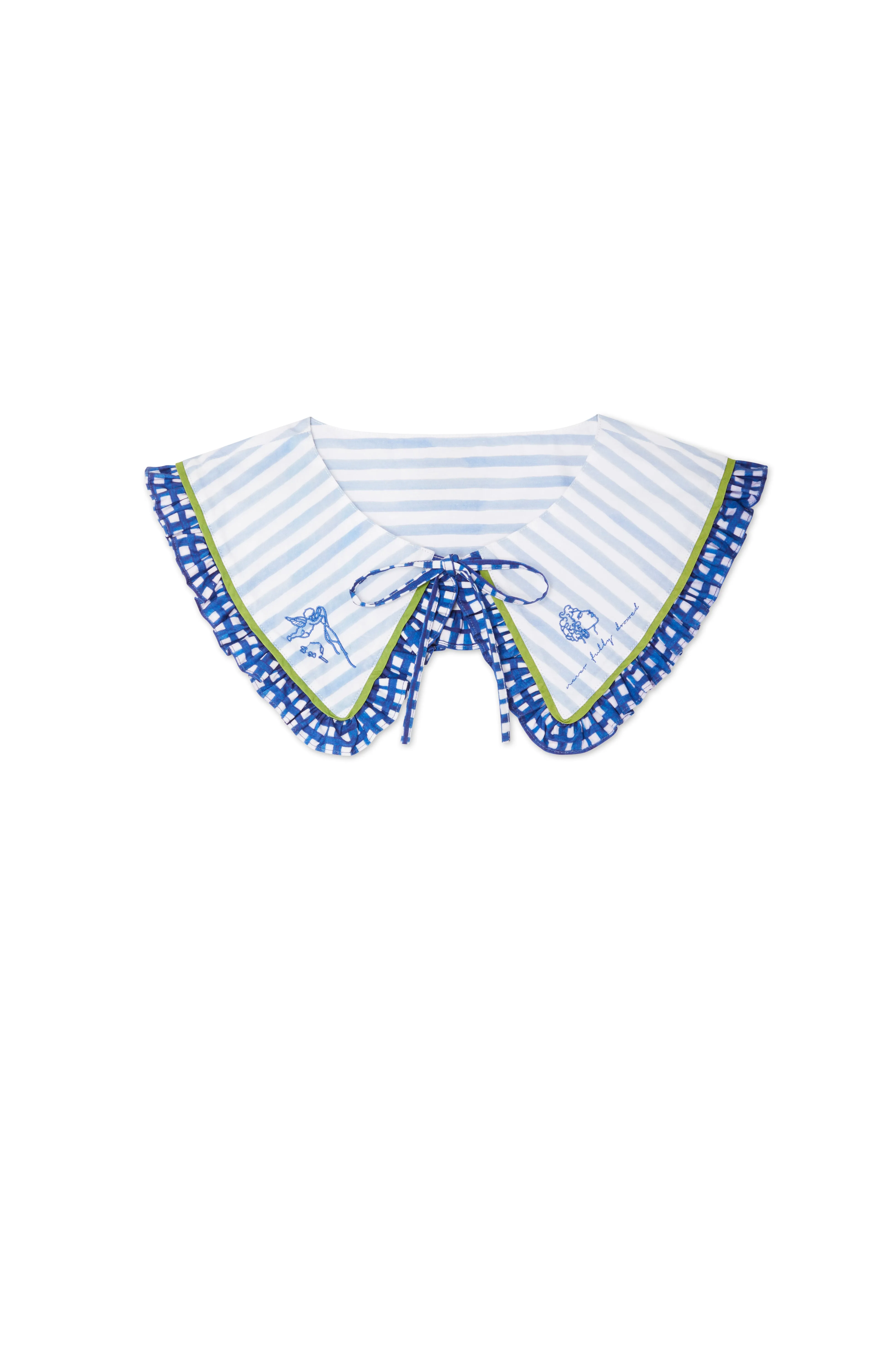 Blue Stripe Collar With Cherub Embroidery