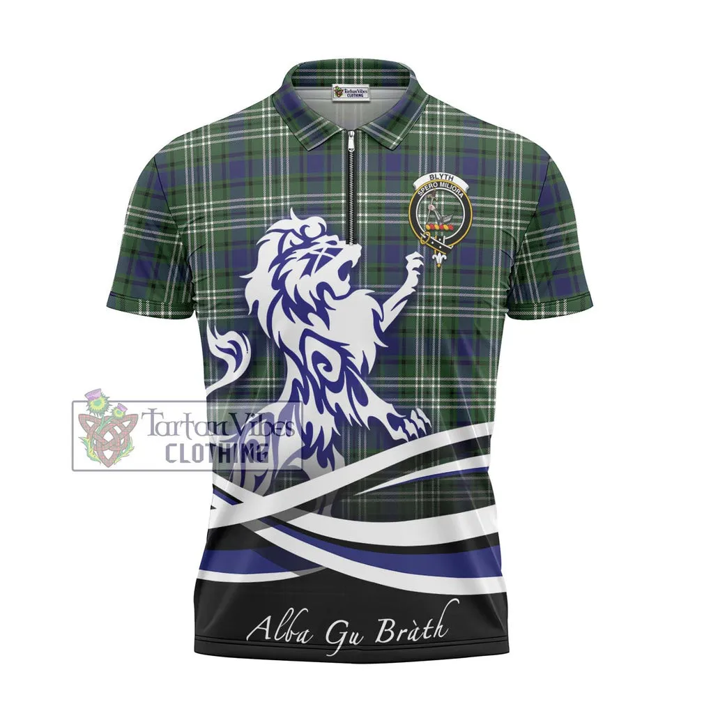 Blyth Tartan Zipper Polo Shirt with Alba Gu Brath Regal Lion Emblem