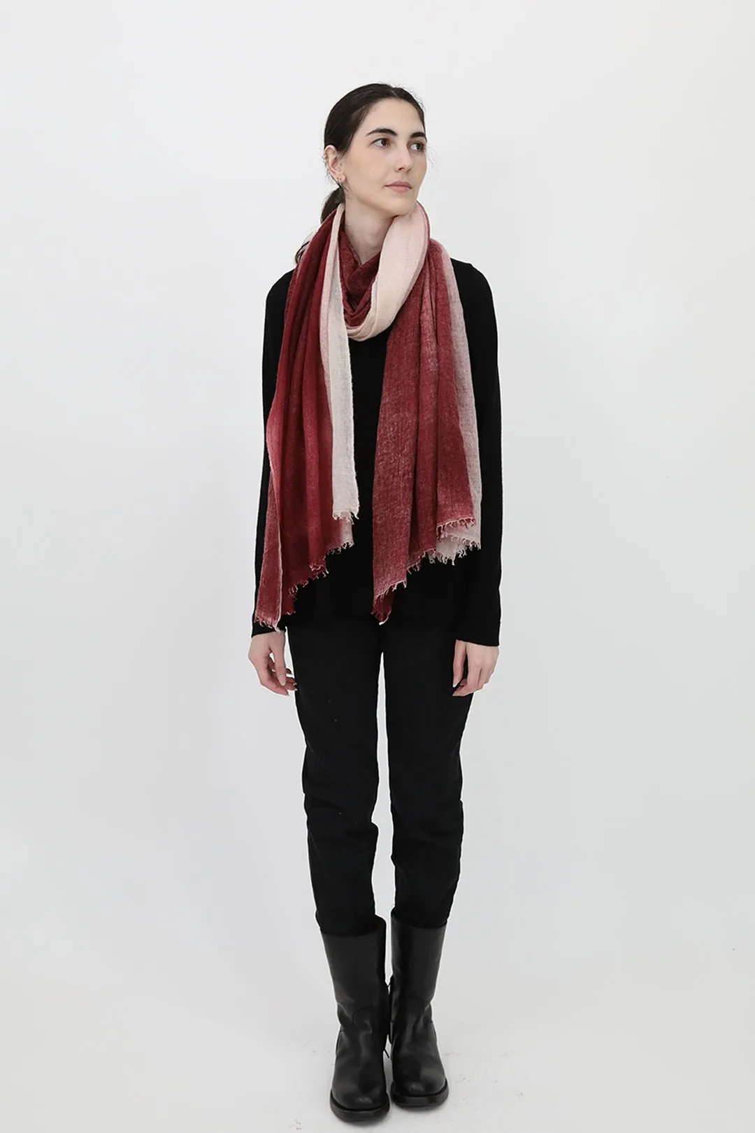 BORDEAUX SCARF IN HAND DYED CASHMERE