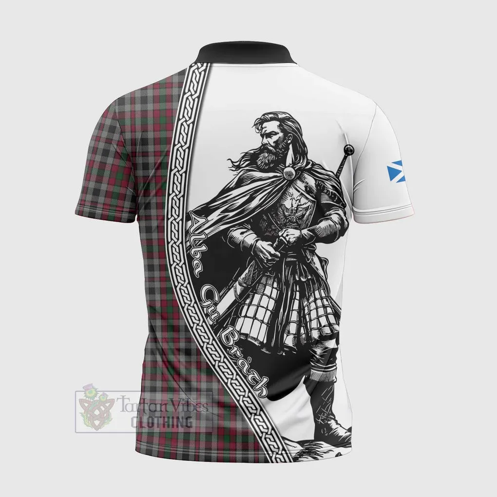 Borthwick Tartan Clan Crest Zipper Polo Shirt with Highlander Warrior Celtic Style