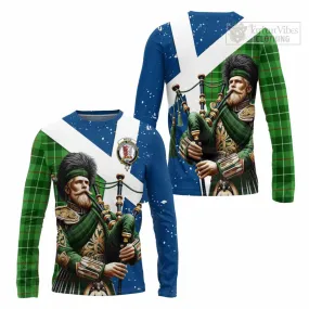 Boyle Tartan Long Sleeve T-Shirt with Family Crest Scottish Bagpiper Vibes