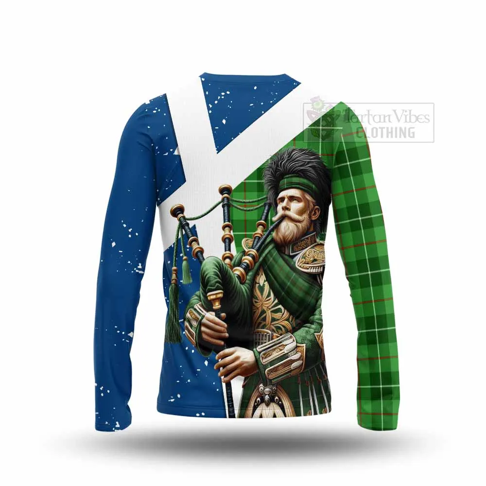 Boyle Tartan Long Sleeve T-Shirt with Family Crest Scottish Bagpiper Vibes