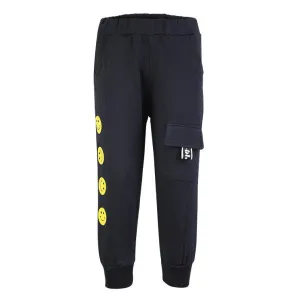 BOYS JOGGERS WITH SMILE EMOJI PRINTS - NAVY BLUE