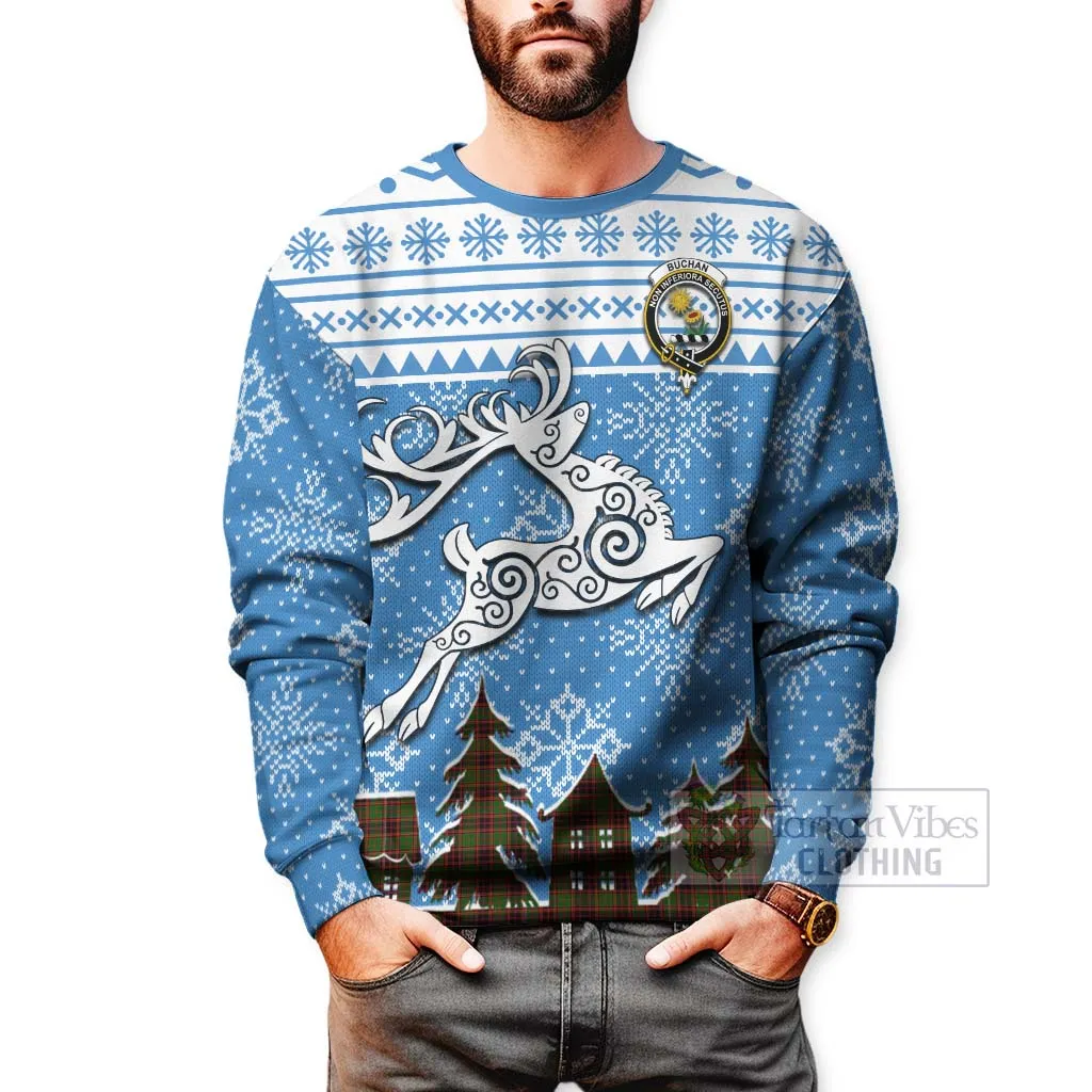 Buchan Clan Christmas Sweatshirt Celtic Reindeer Style