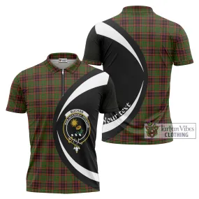 Buchan Tartan Zipper Polo Shirt with Family Crest Circle Style