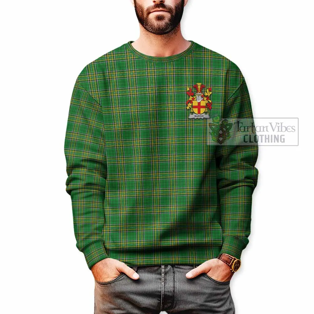 Burgh Irish Clan Tartan Sweatshirt with Coat of Arms