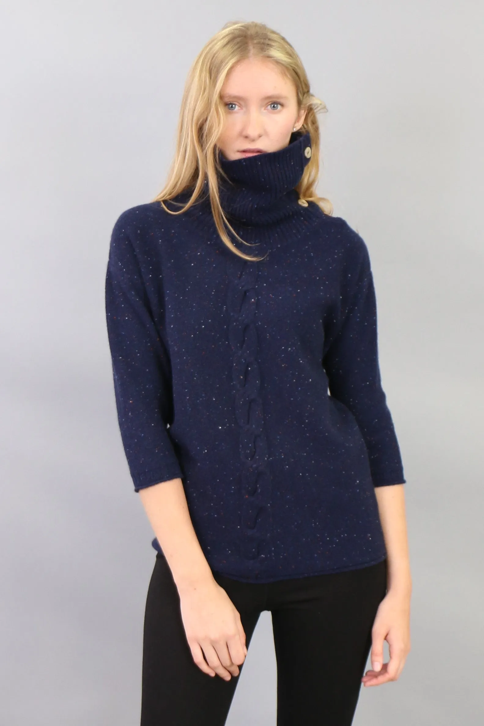 Button Detailed Turtleneck Tunic