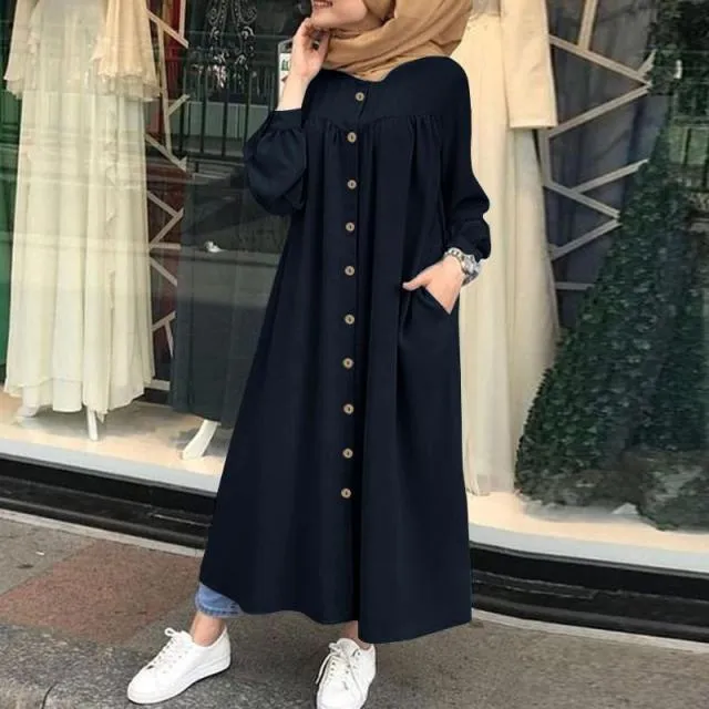 Button Up Front Plus Size Abaya