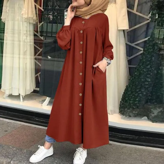 Button Up Front Plus Size Abaya