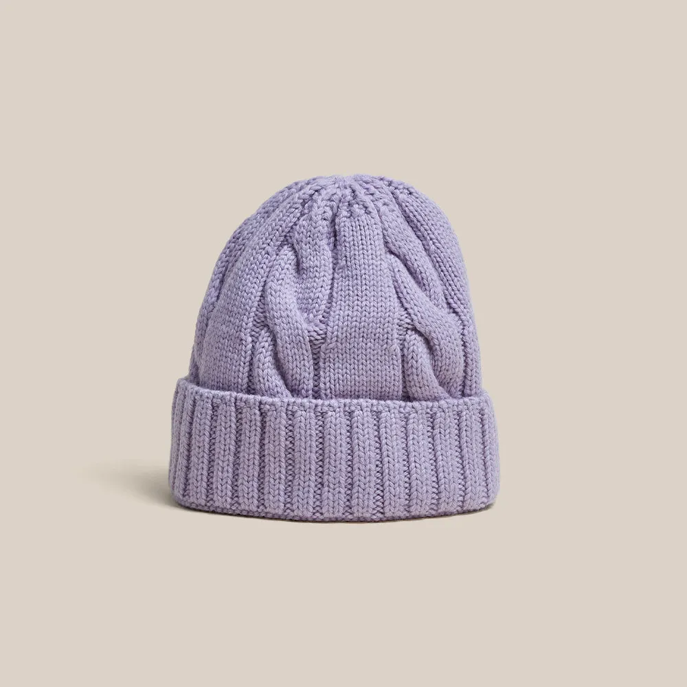 Cable Knit Beanie - Lilac