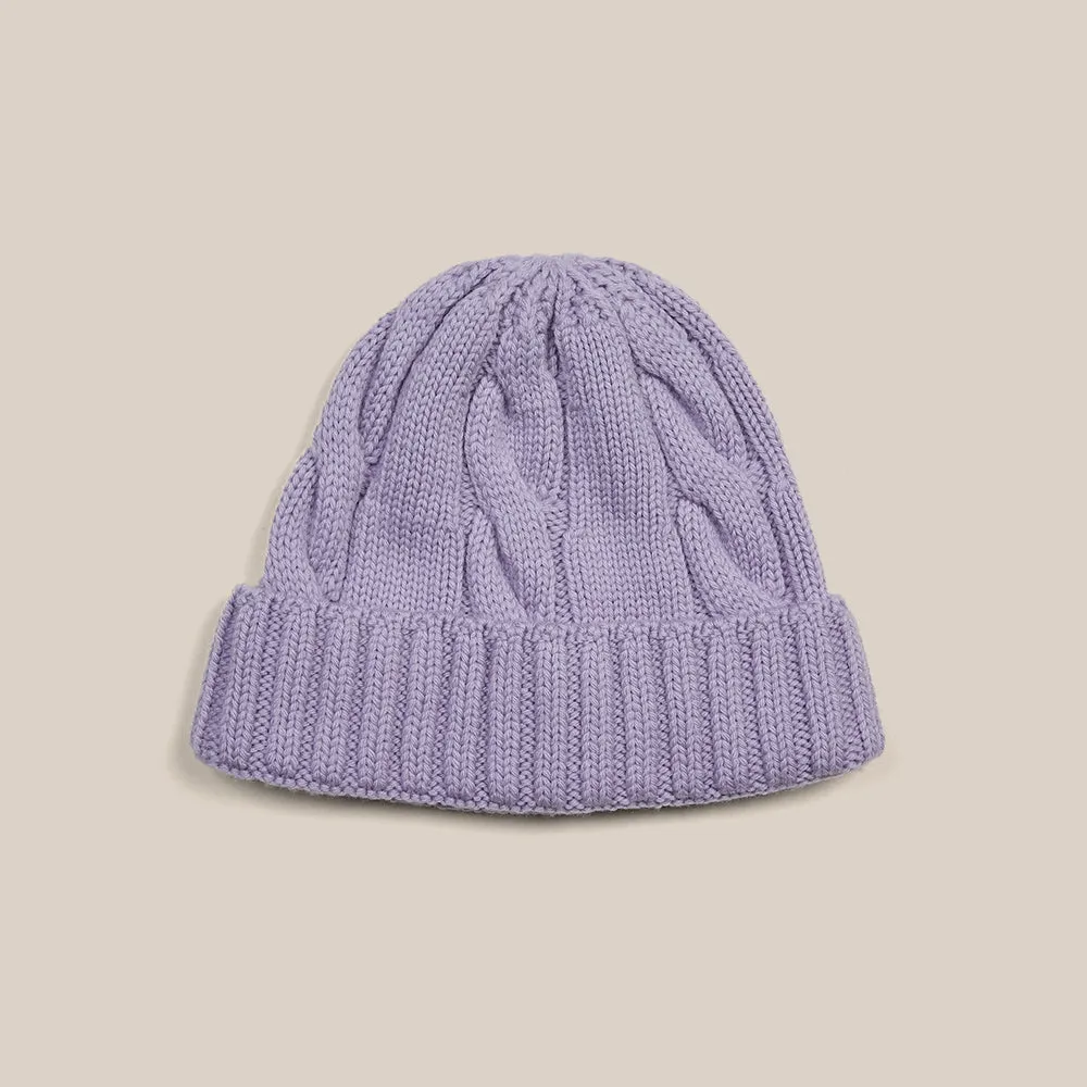 Cable Knit Beanie - Lilac