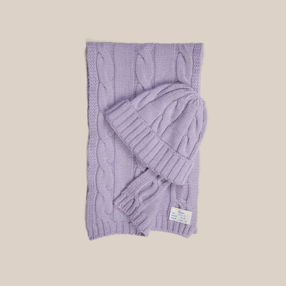 Cable Knit Beanie - Lilac