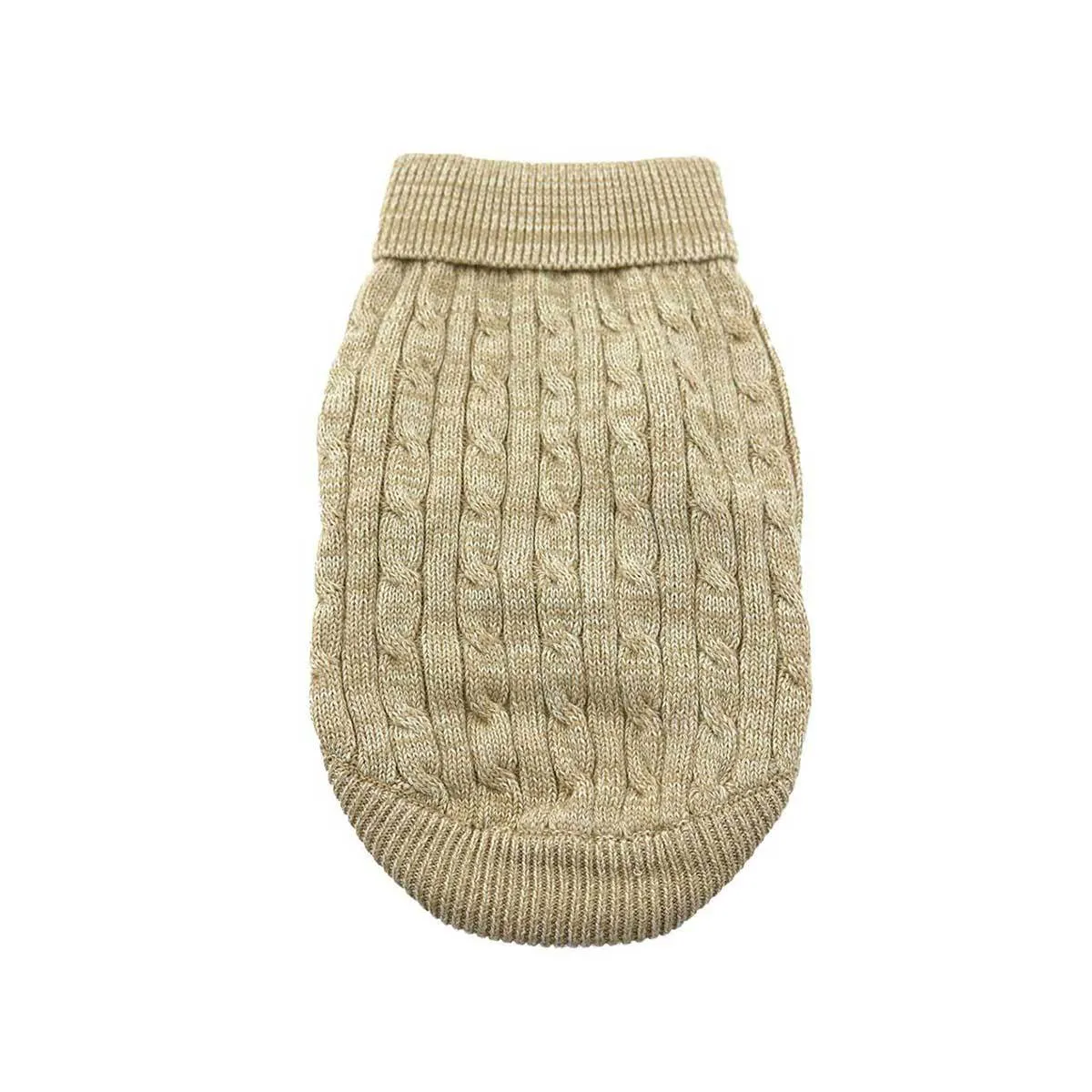 Cable Knit Dog Sweater in Beige