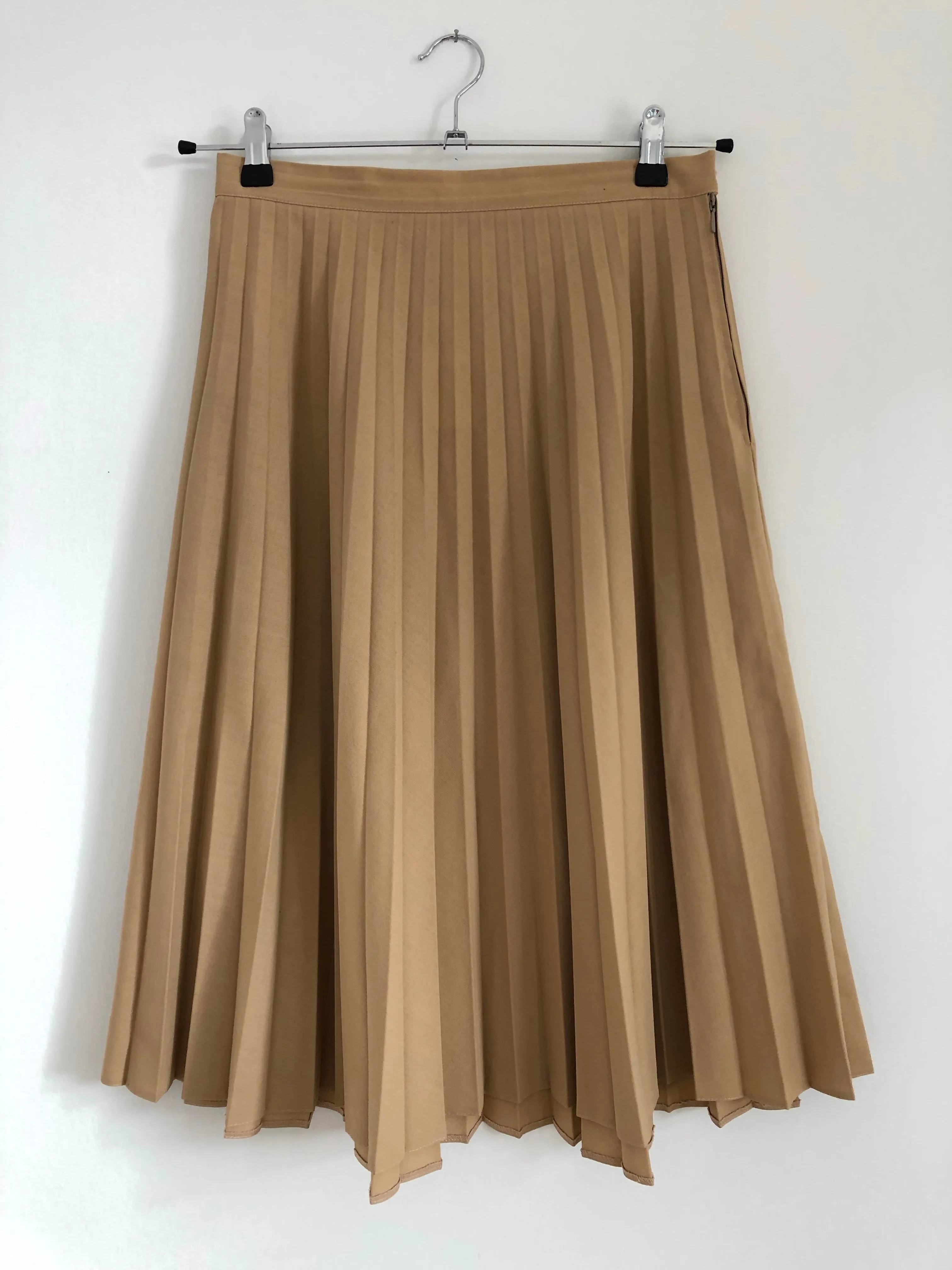 Camel Pleated Skirt