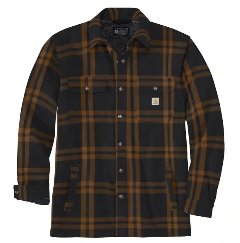 Carhartt Mens Relaxed Fit Flannel Sherpa-Lined Shirt Jacket