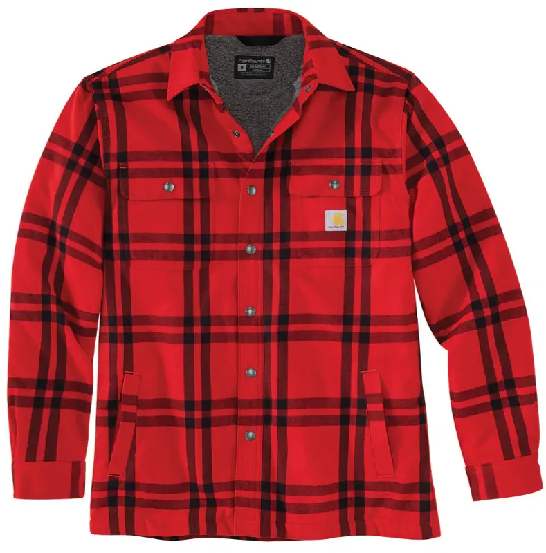 Carhartt Mens Relaxed Fit Flannel Sherpa-Lined Shirt Jacket