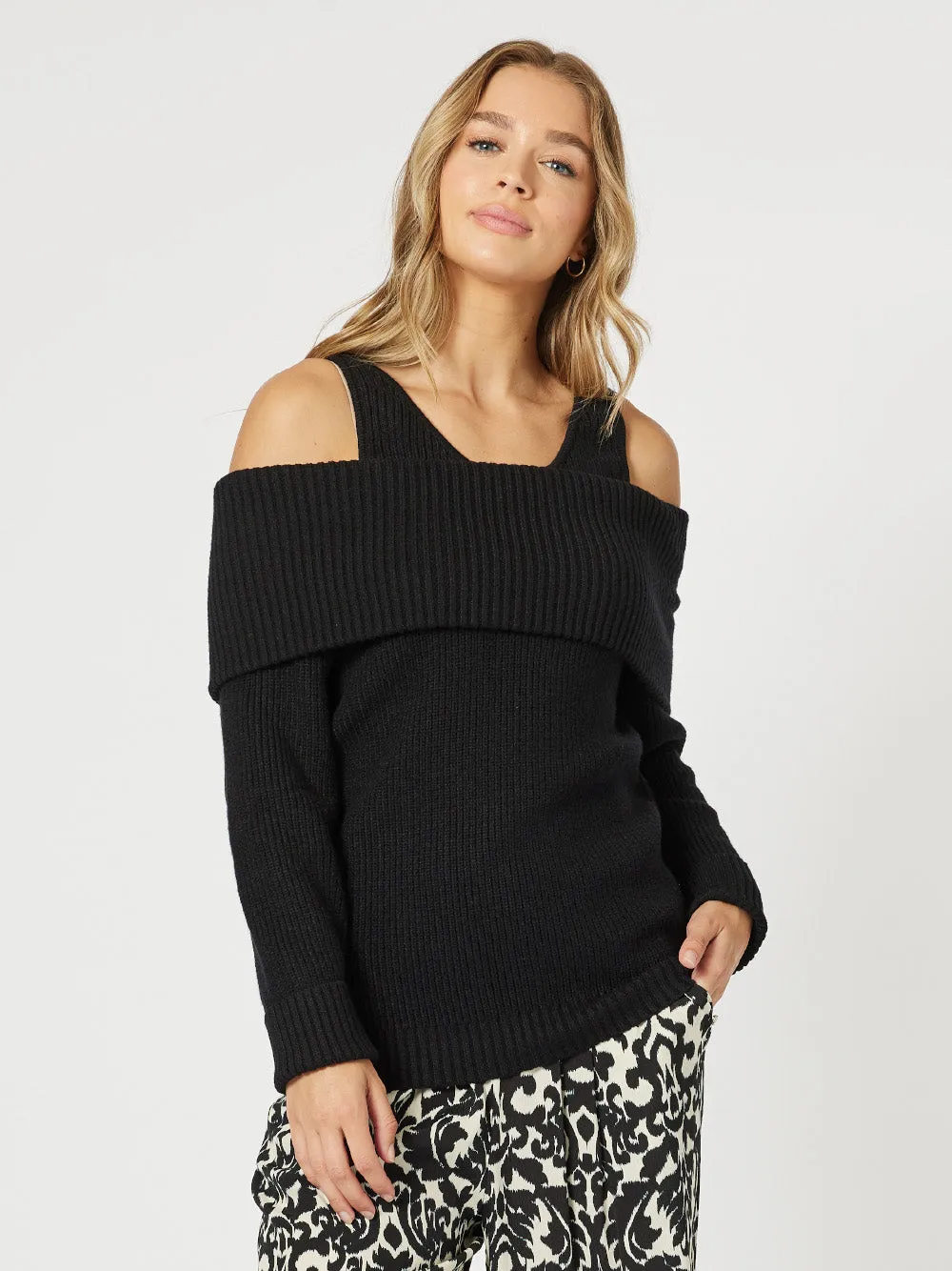 Charlotte Off The Shoulder Jumper - Black