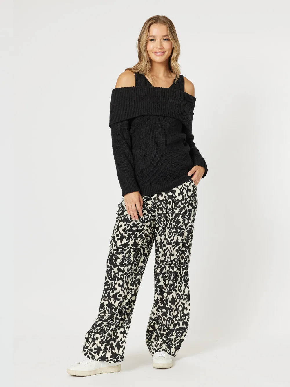 Charlotte Off The Shoulder Jumper - Black