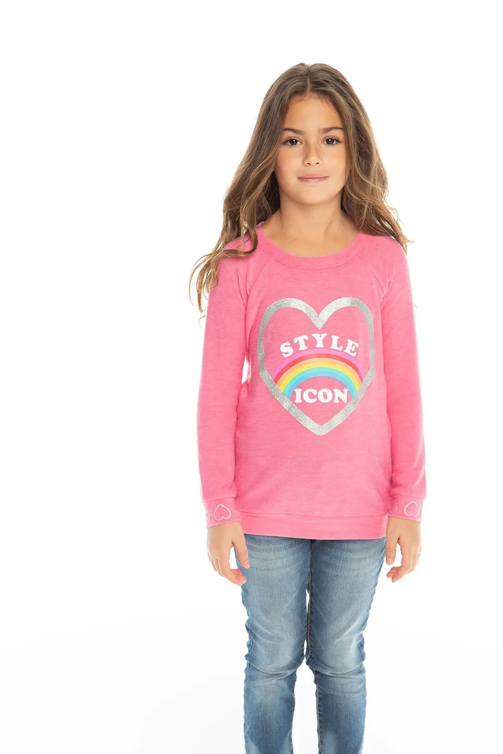 Chaser Kids - Girls Cozy Knit Raglan Pullover in Bliss