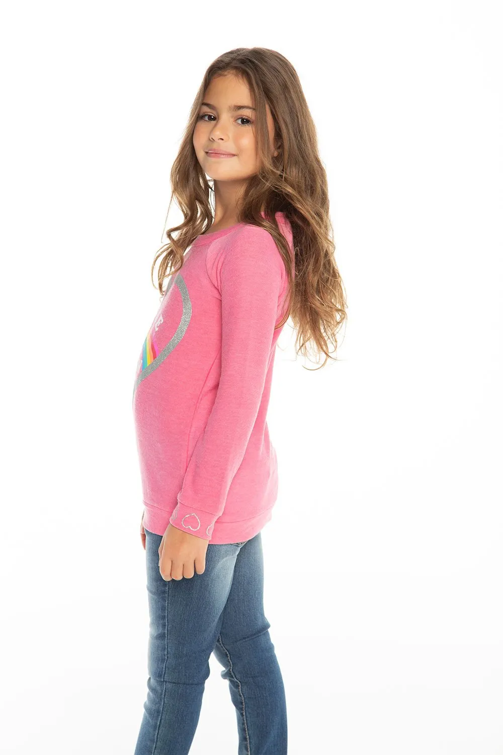 Chaser Kids - Girls Cozy Knit Raglan Pullover in Bliss