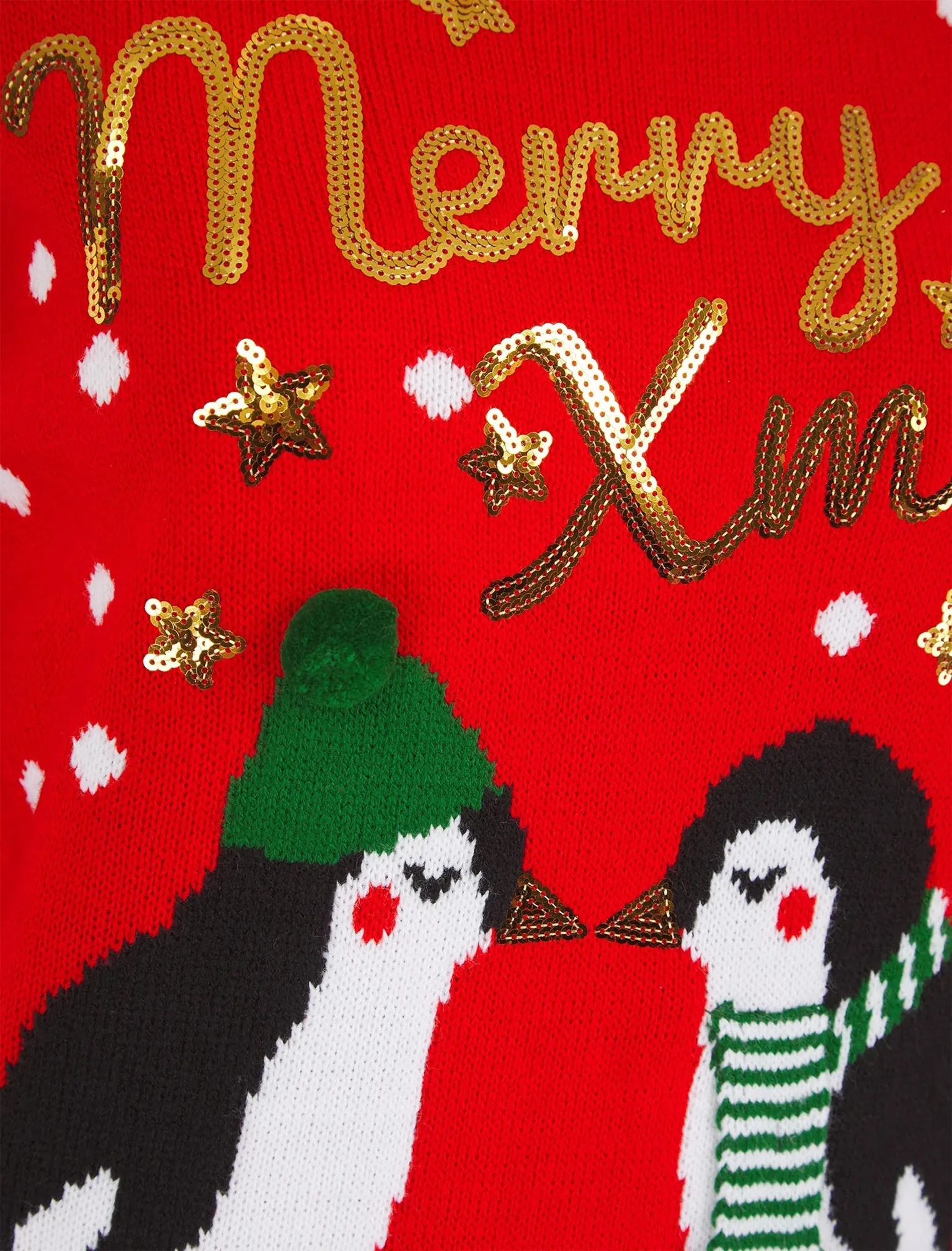 Christmas Kissing Penguin Womens Christmas Jumper - Red