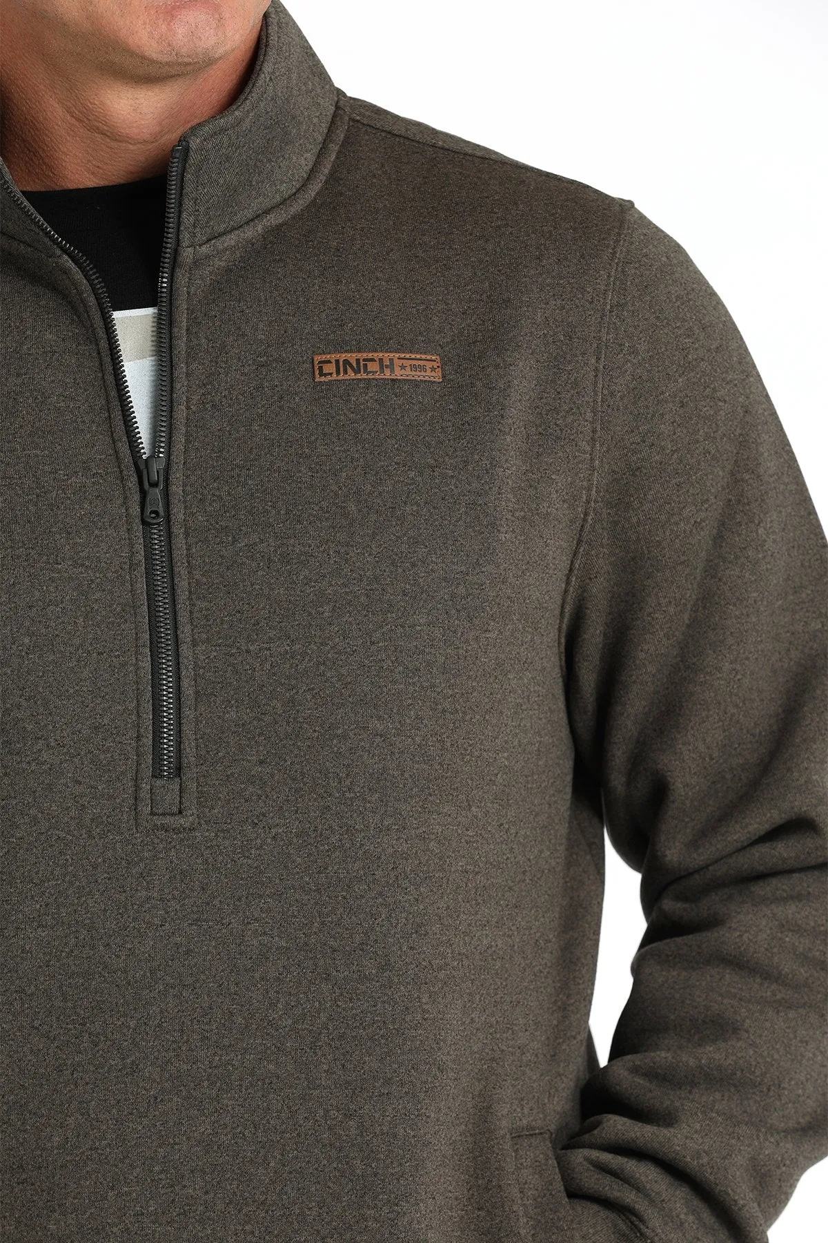 Cinch Men's Logo Half Zip Pullover in Brown