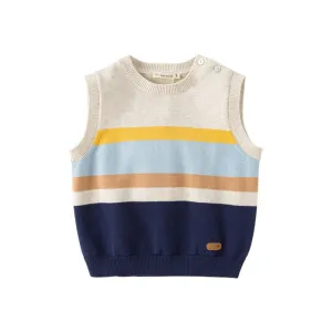 Color Layer Boy Stripe Knitted Vest