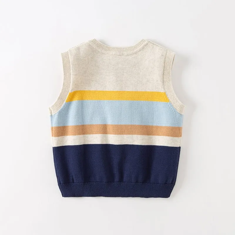 Color Layer Boy Stripe Knitted Vest