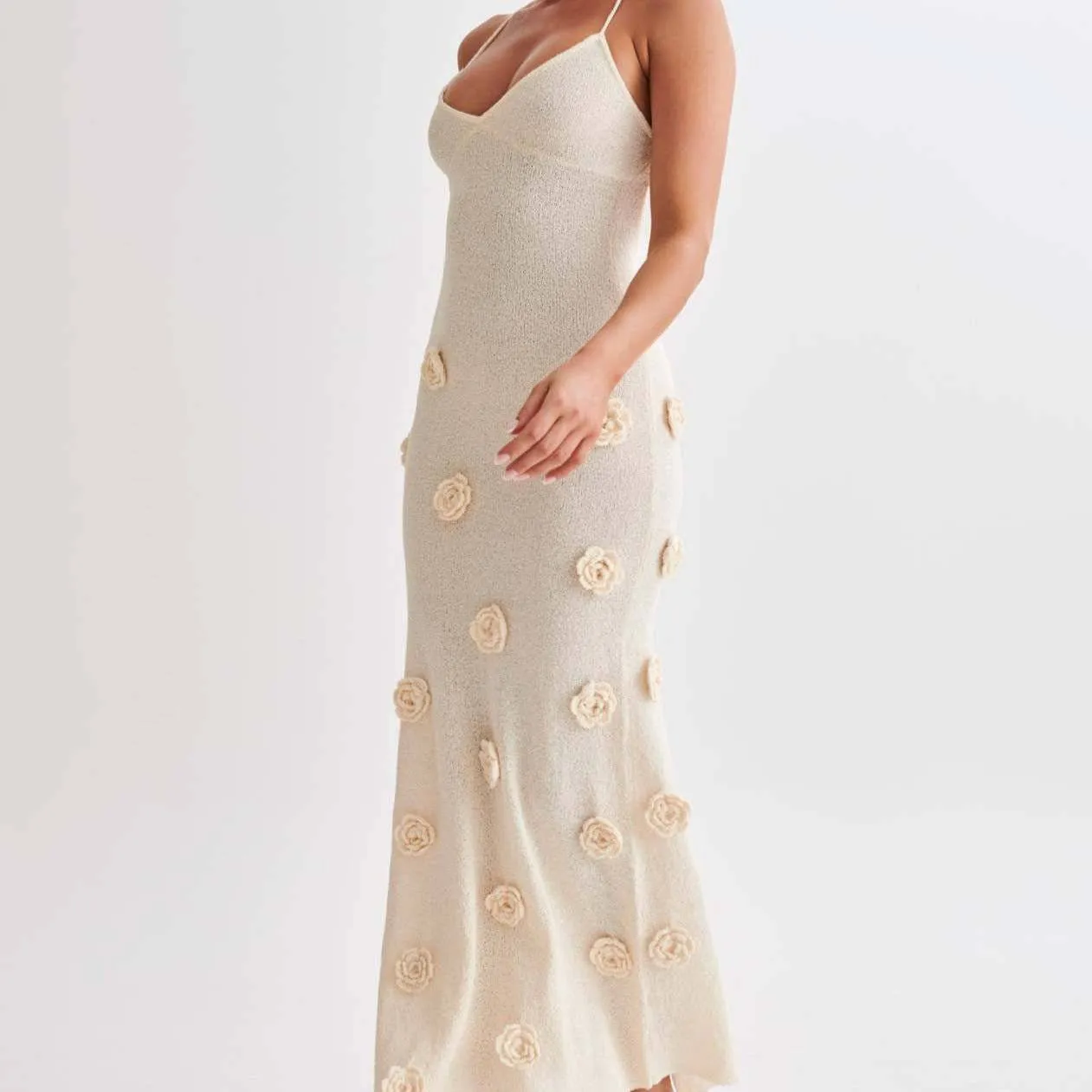 Cori Crochet With Flower Detailed Maxi Dress