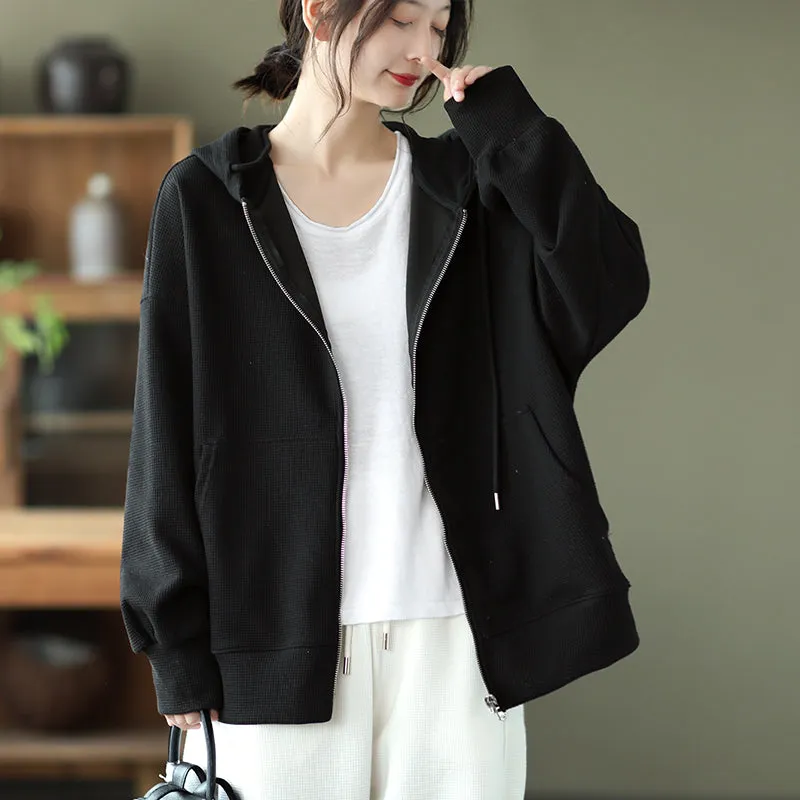 Cotton Womens Coats, Black Petite Coats, Casual Hooded Jacket