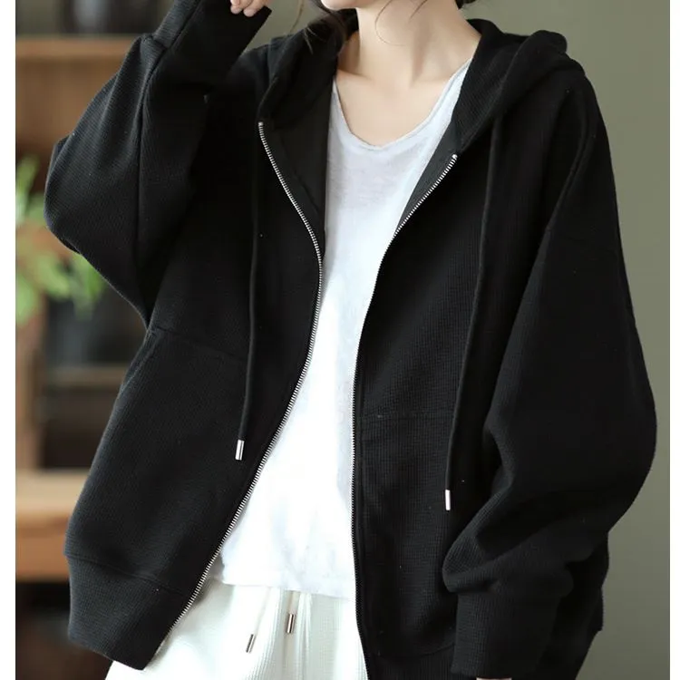 Cotton Womens Coats, Black Petite Coats, Casual Hooded Jacket