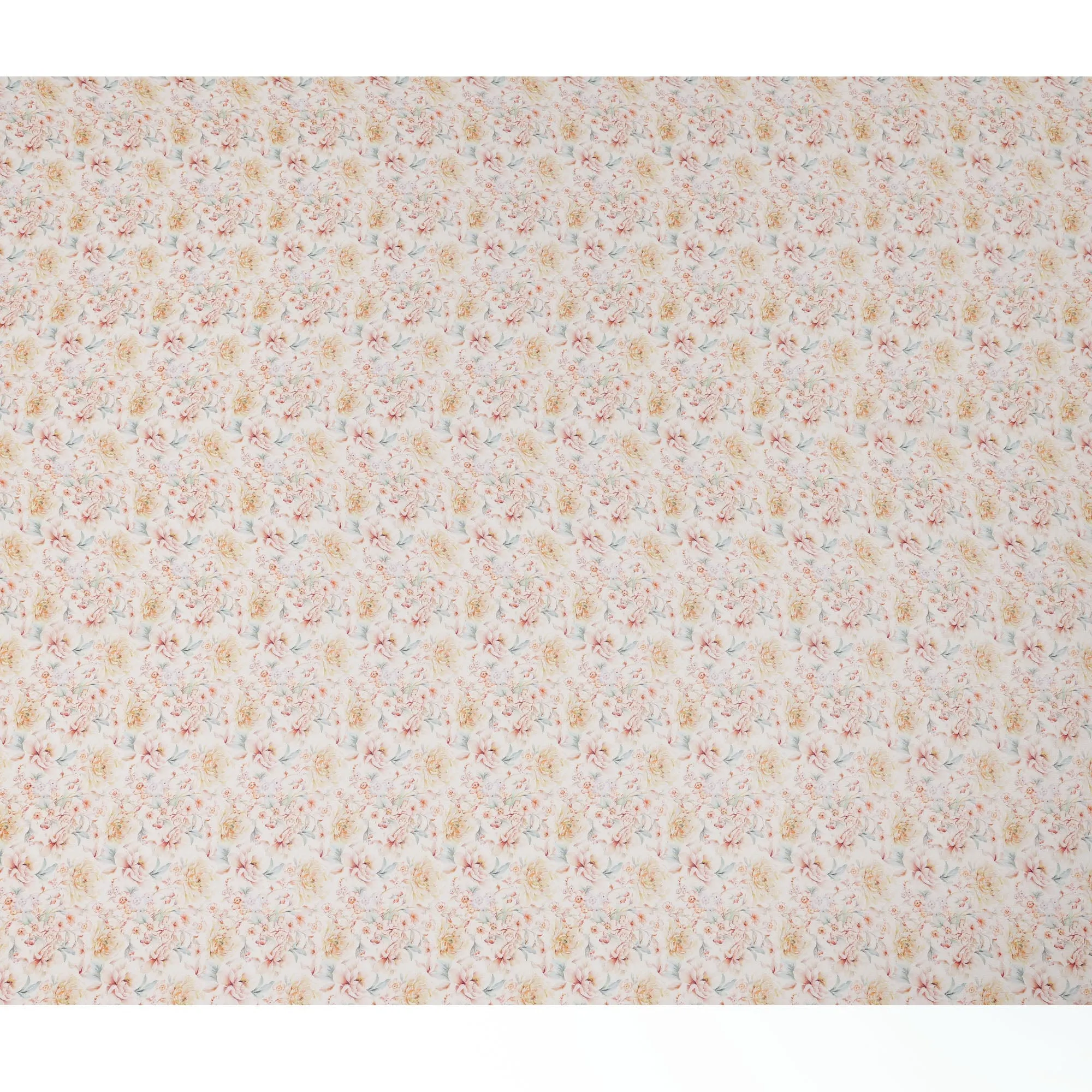 Cream Viscose Digital Printed Fabric with Soft Floral Design, 110 cm Width-D21320