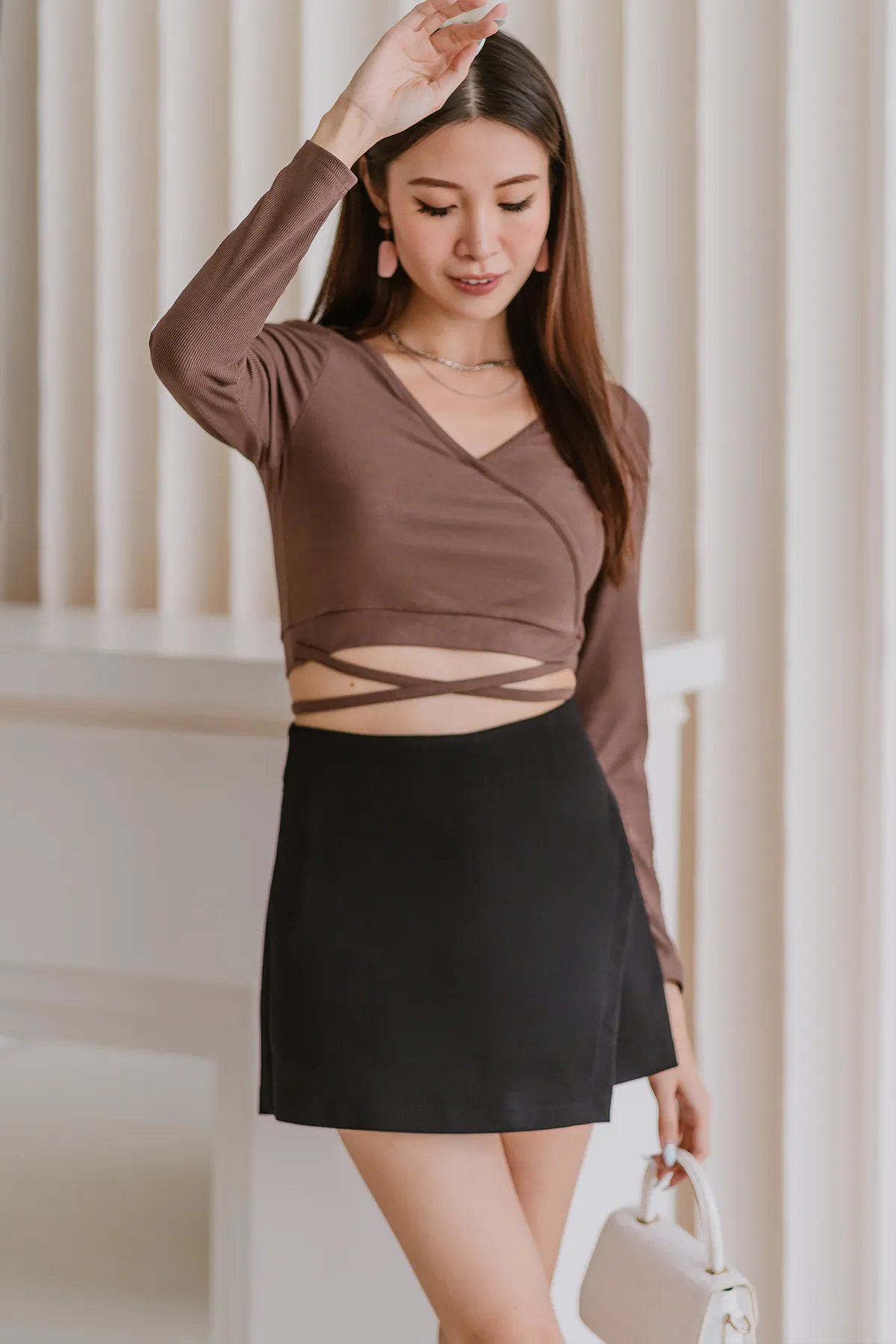 Cross My Heart Ribbed Knit Top (Mocha)