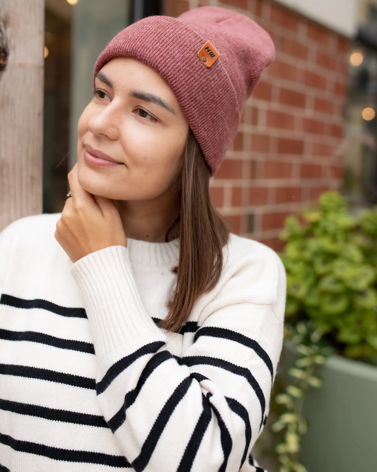 CTD103 HAAKWEAR Knit Cuffed Beanie / Hat - Rusty Burgundy, Made in USA