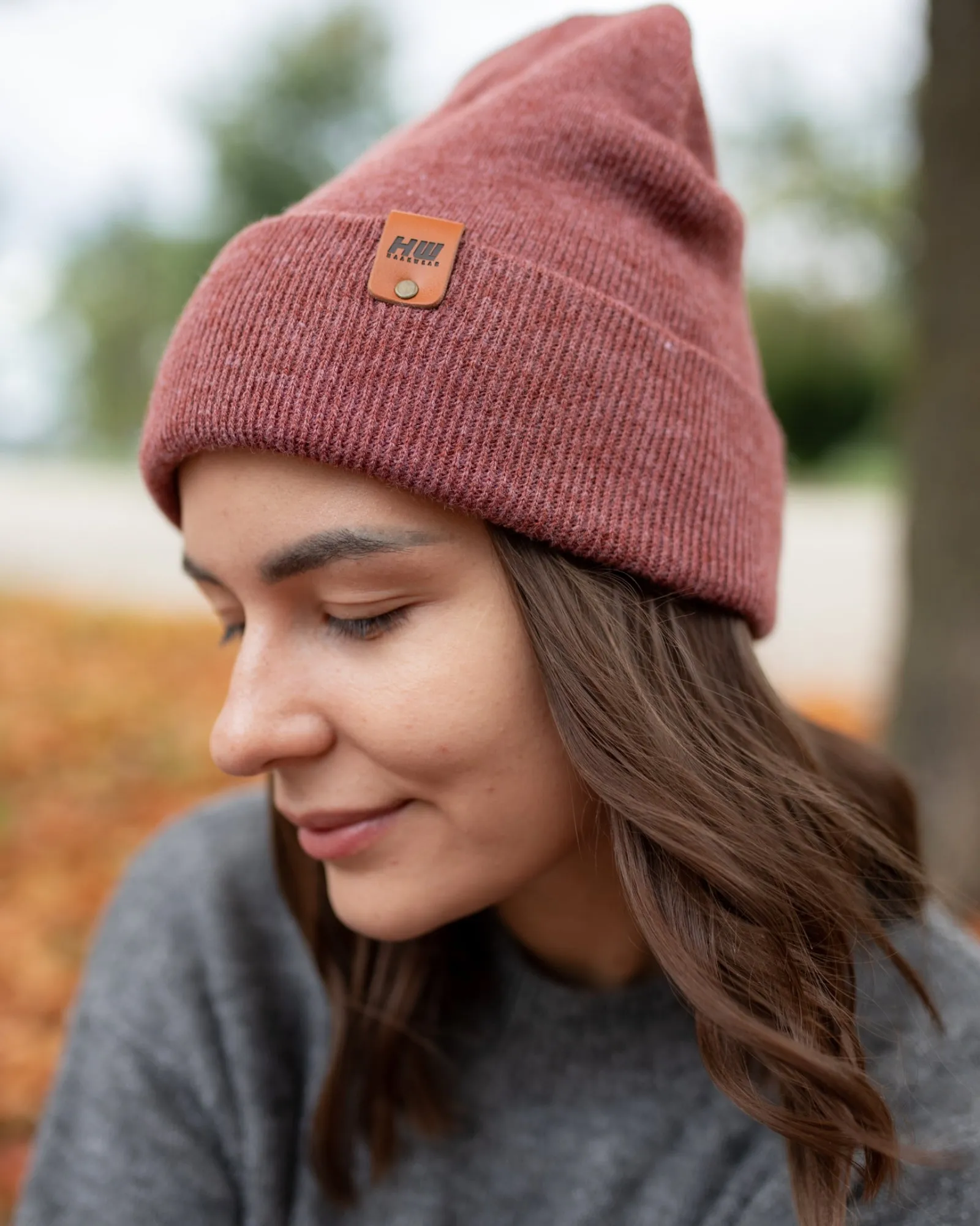 CTD103 HAAKWEAR Knit Cuffed Beanie / Hat - Rusty Burgundy, Made in USA