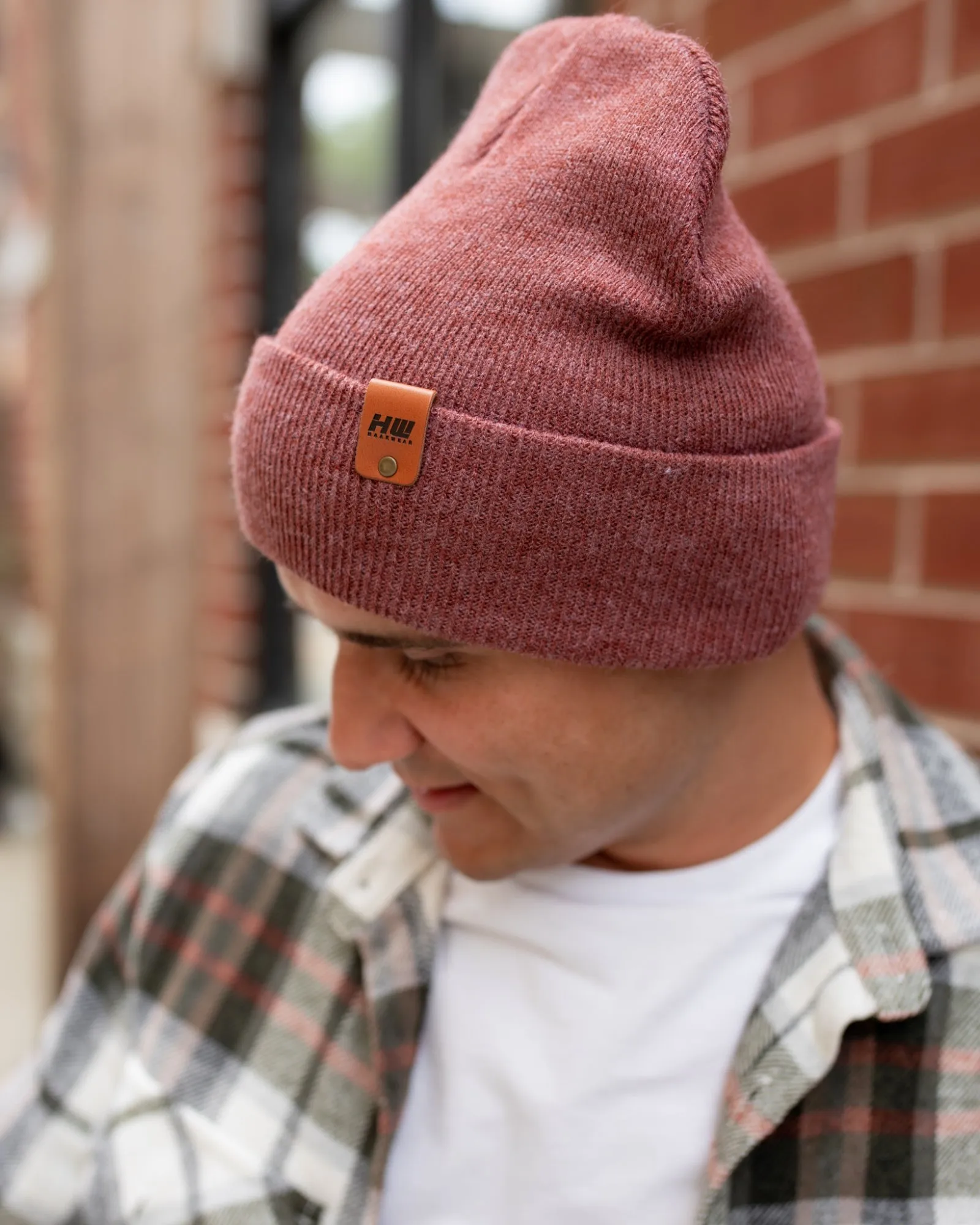 CTD103 HAAKWEAR Knit Cuffed Beanie / Hat - Rusty Burgundy, Made in USA